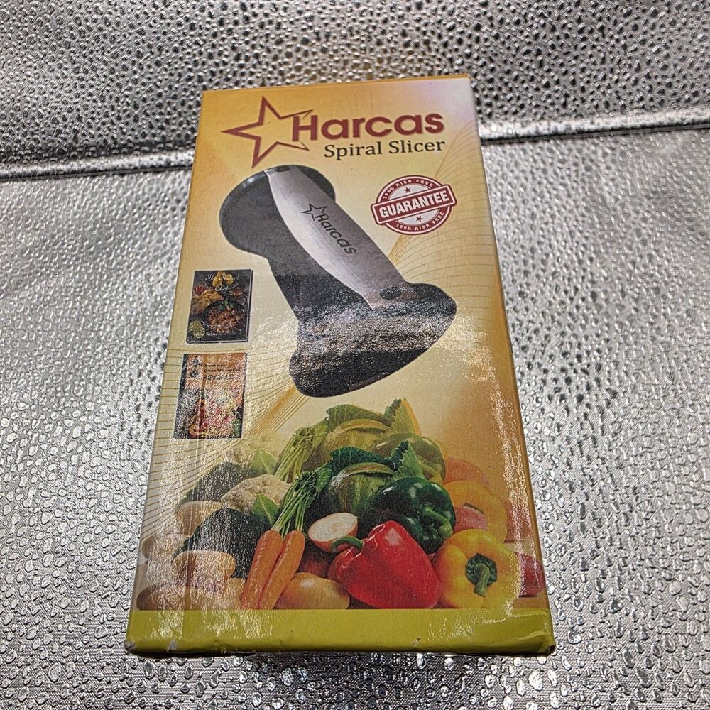 Harcas Manual Spiral Slicer Vegetable Spiralizer Black w/ Cap & Cleaning Brush